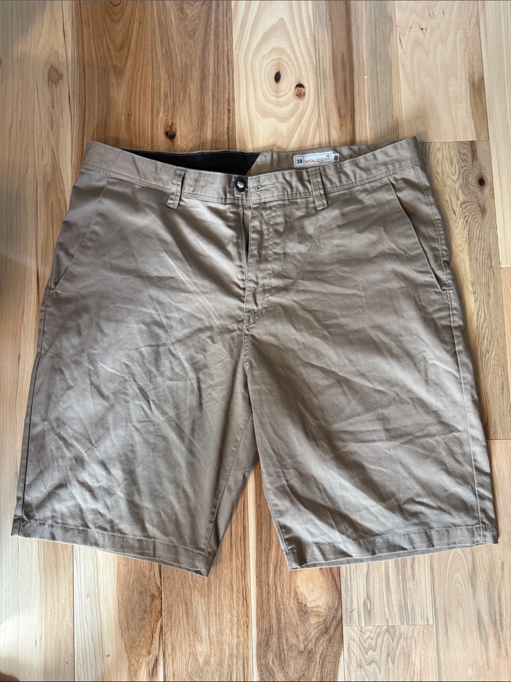 Volcom Men's Tan Flat Front Chino Shorts